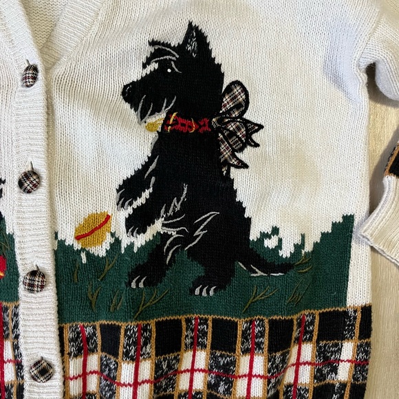 Vintage P Galli size large White Cardigan with Dog Pattern - Picture 2 of 6
